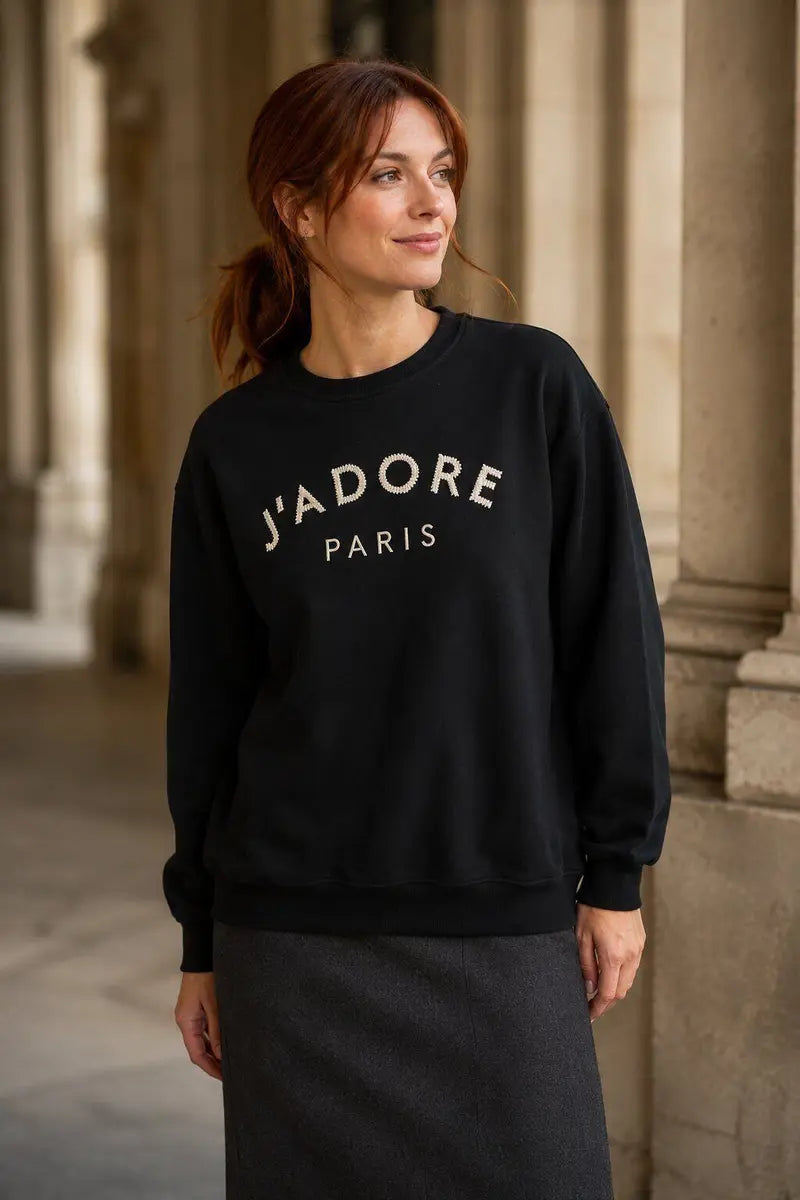 J’Adore Paris Sweatshirt – Zwart