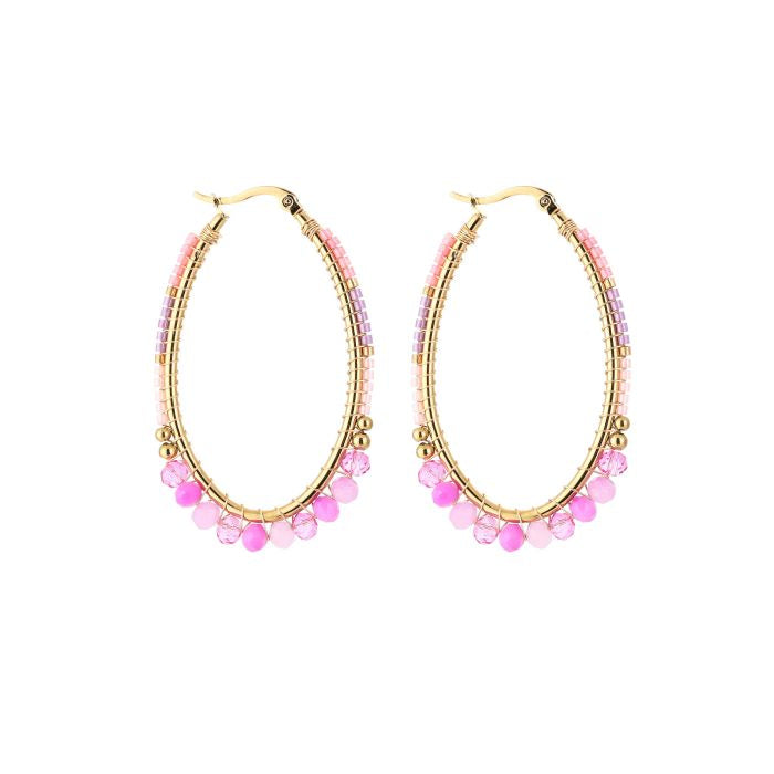 Oorbellen Kralen – Pink Glow