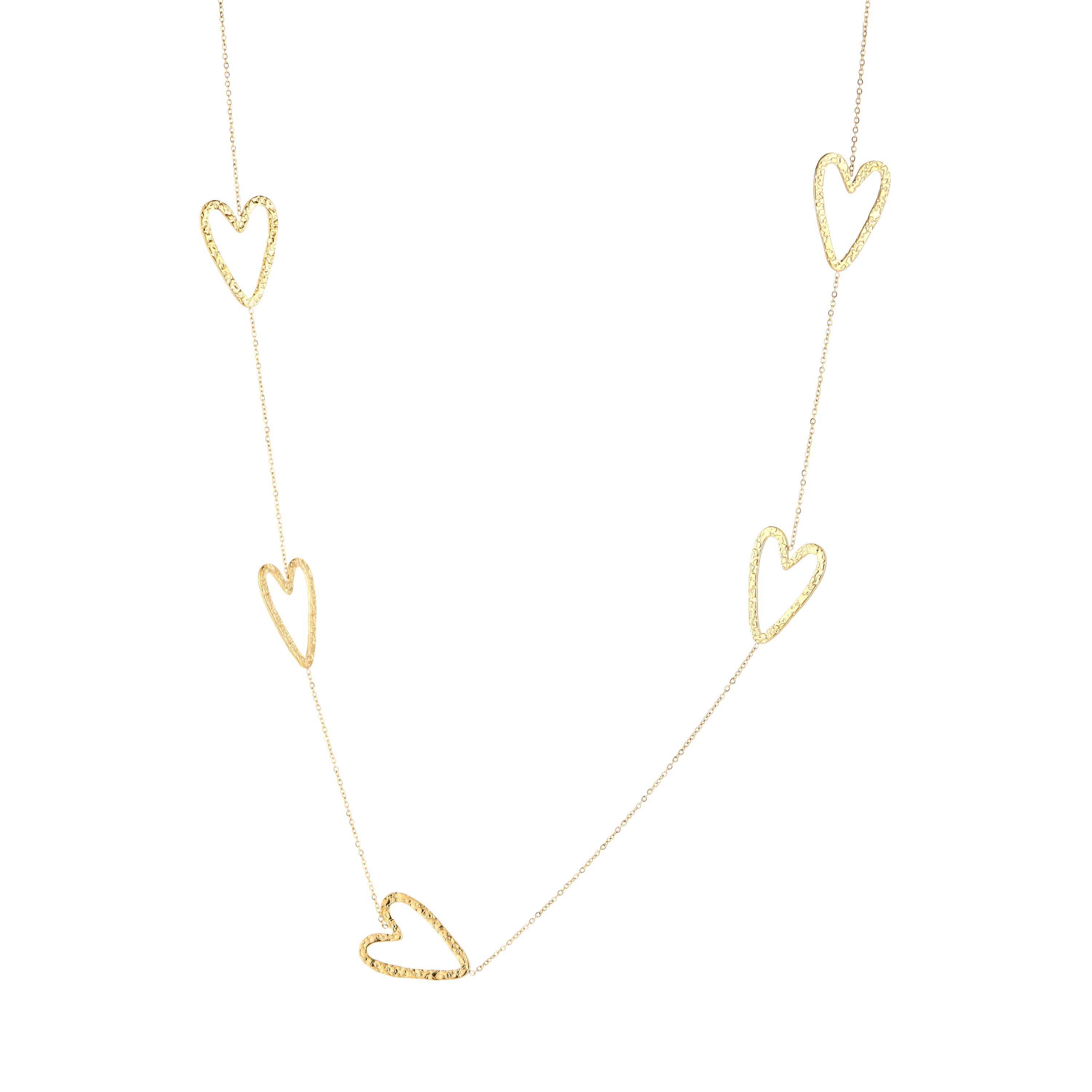 Lange ketting met hartjes 75cm