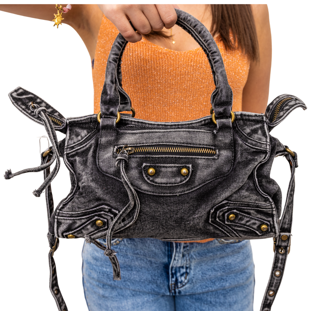 Denim Handbag – Medium – Washed Black