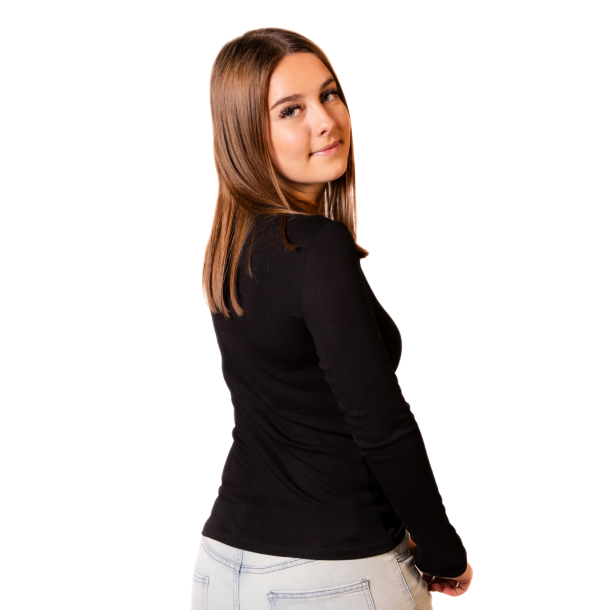 Mila Basic Longsleeve – Ronde hals – Zwart