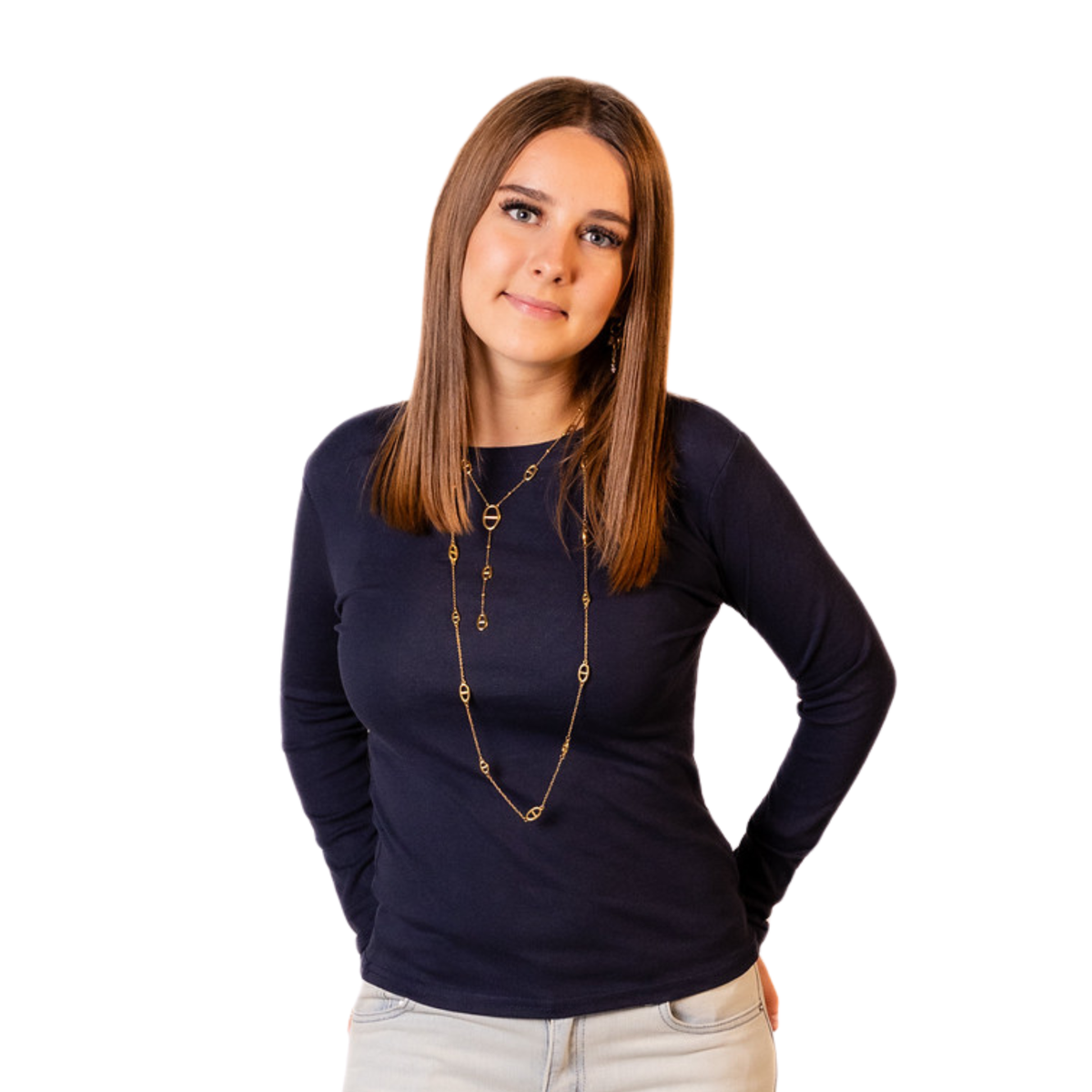 Mila Basic Longsleeve – Ronde hals – Marineblauw