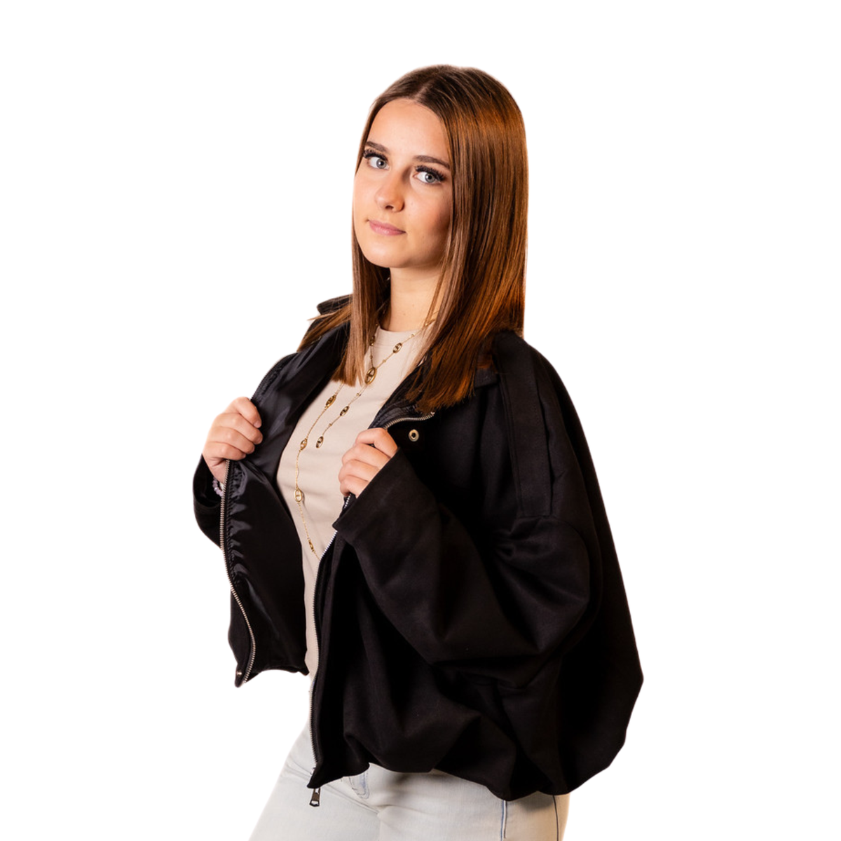 Liv Soft Suedelook Bomber Jacket – Zwart