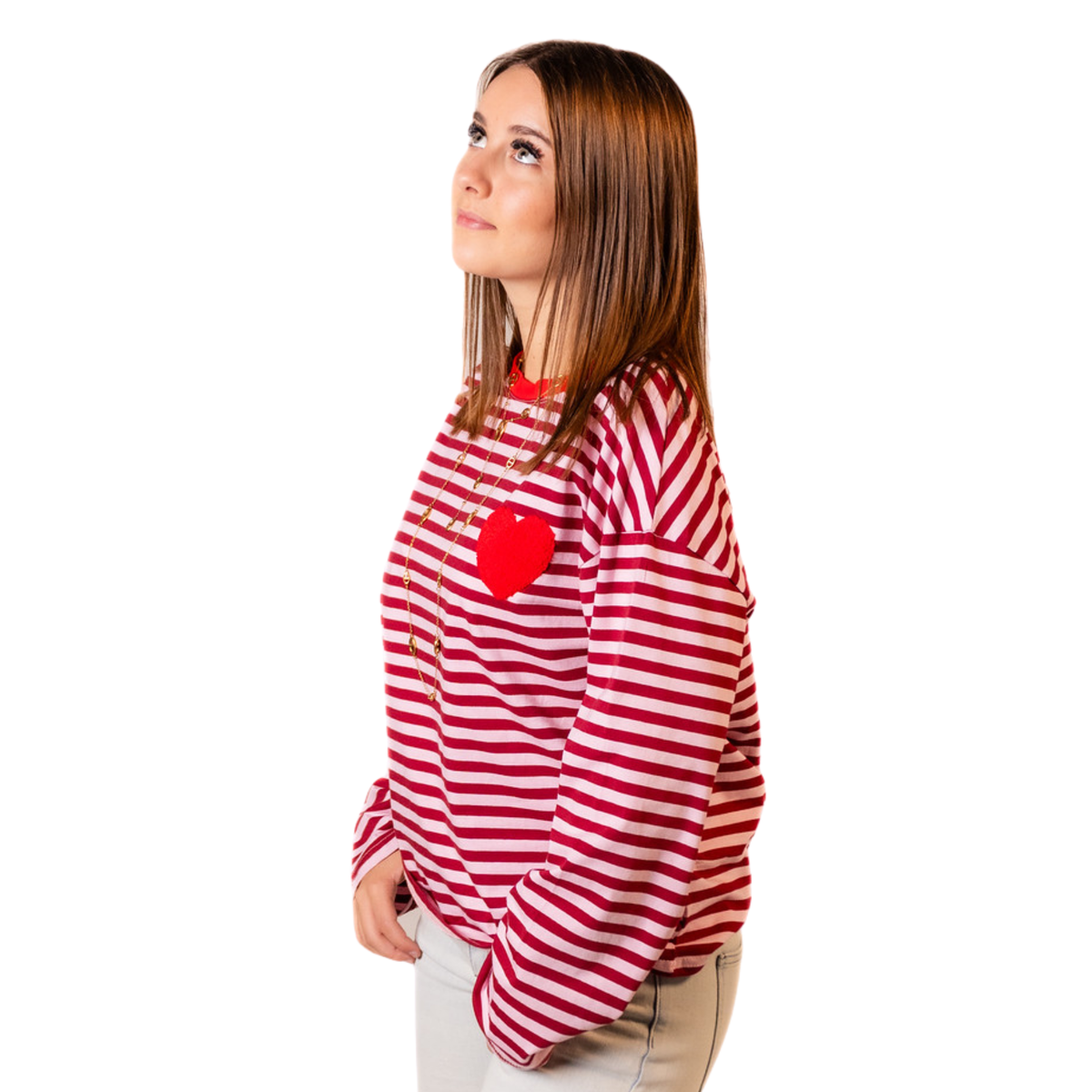 Luna hartjeslongsleeve – Bordeaux