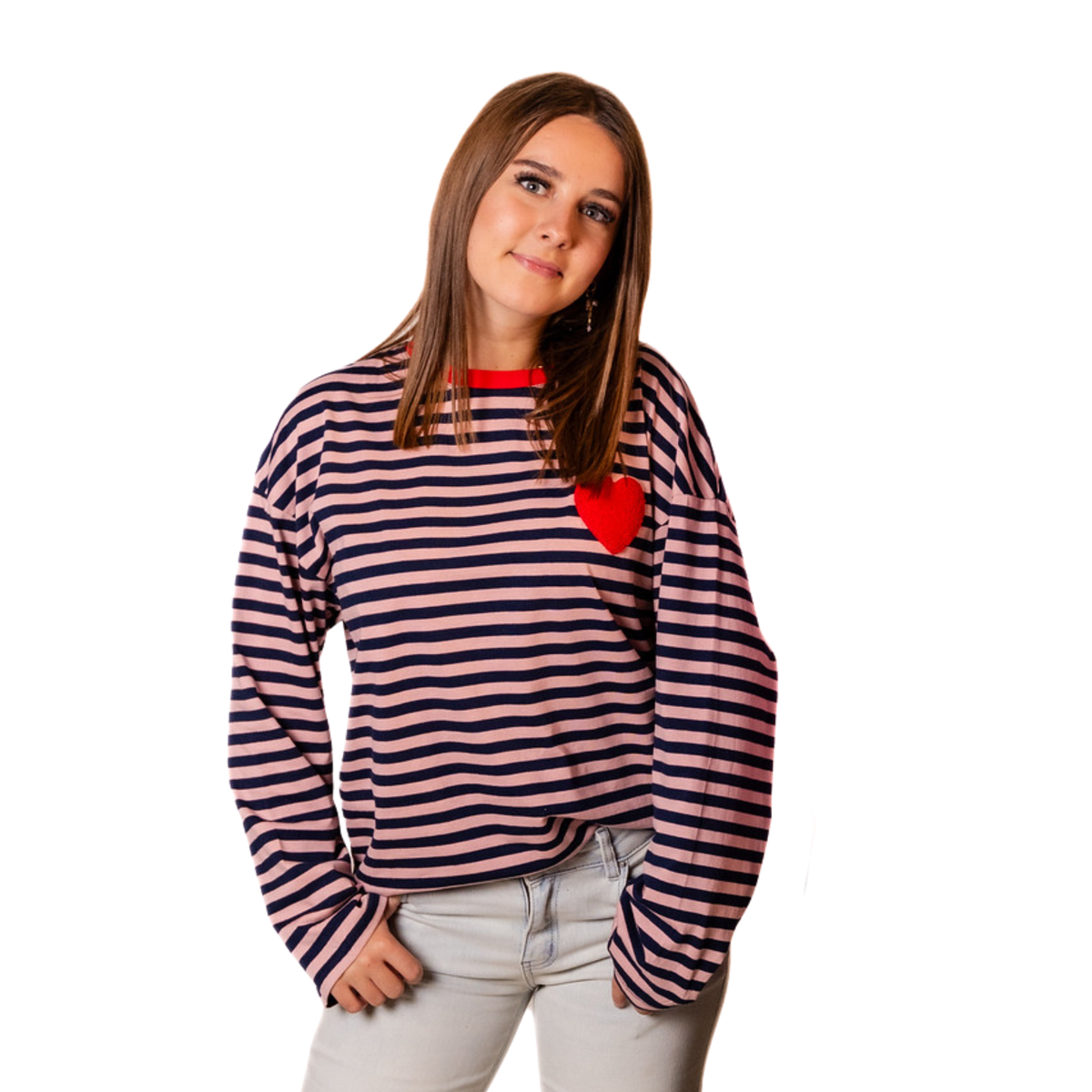 Luna hartjeslongsleeve – Oudroze