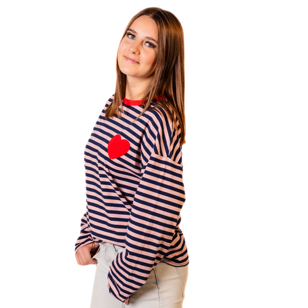 Luna hartjeslongsleeve – Oudroze
