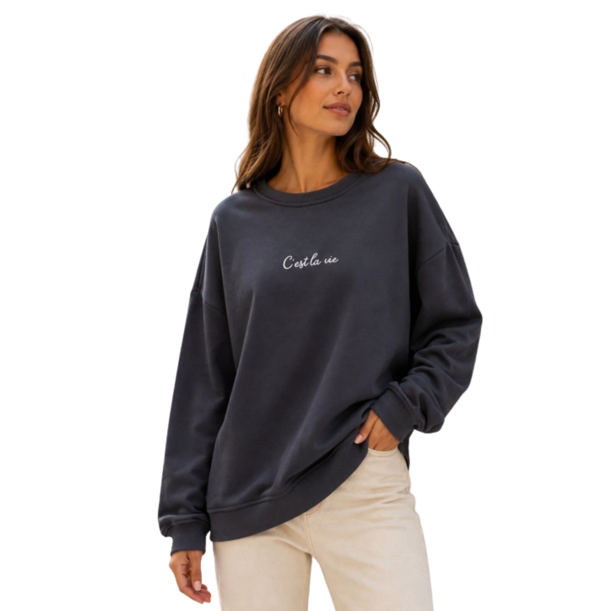 C’est La Vie Sweater – Dark Grey