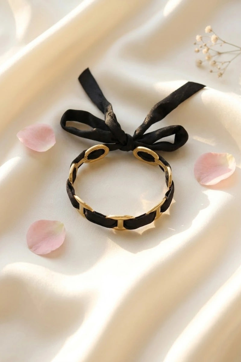 Satin Link armband – Zwart, foto 3