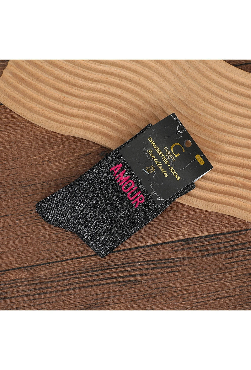 Faye SOFT glittersokken – Fuchsia, foto 2