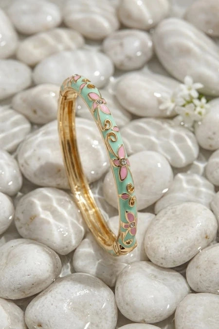 Floral Enamel armband – Celadon, foto 1