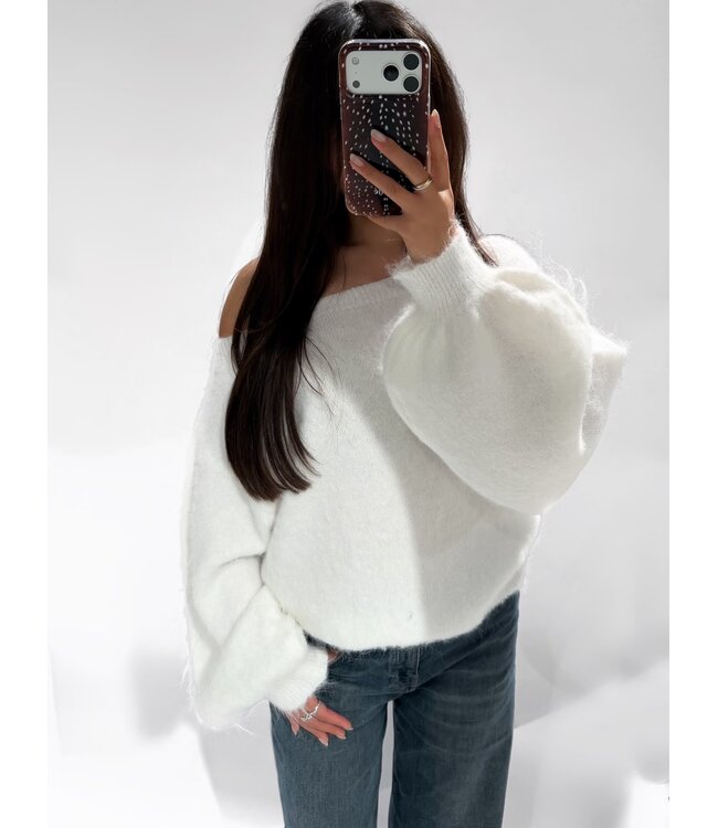 Off-Shoulder Sweater - Wit