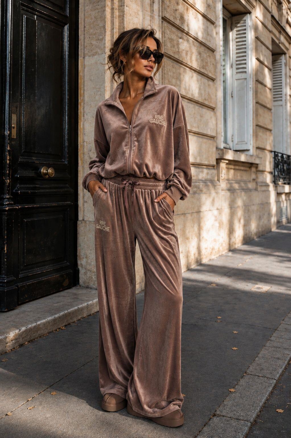 Rive Gauche Velvet Set – Oud-roze – vooraanzicht