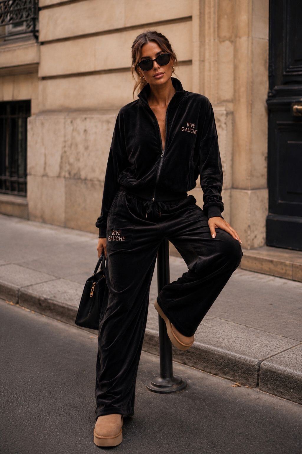 Rive Gauche Velvet Set – Zwart – vooraanzicht