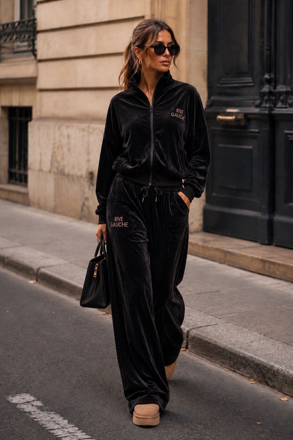 Rive Gauche Velvet Set – Zwart – vooraanzicht
