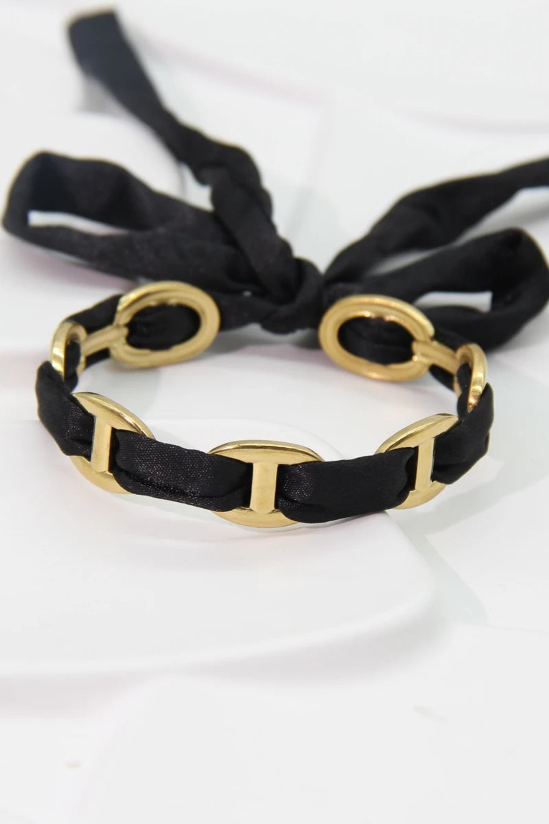 Satin Link armband – Zwart, foto 4
