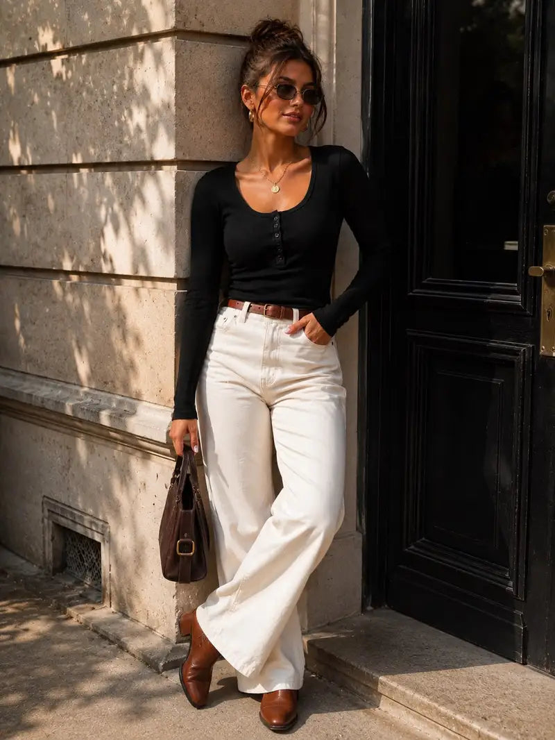 Jade riblongsleeve – Zwart, foto 3