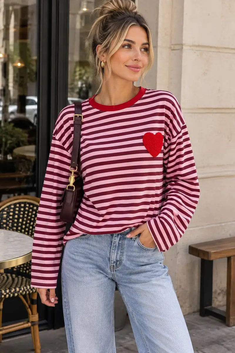 Luna hartjeslongsleeve – Bordeaux, foto 1