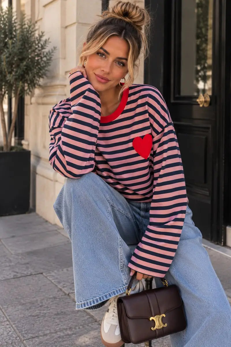 Luna hartjeslongsleeve – Oudroze, foto 2